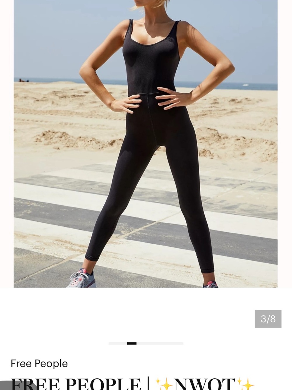 Free People Black Seamless Scoop-Neck Jumpsuit - Picture 2 of 3